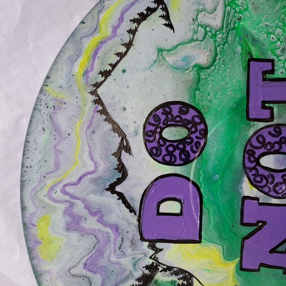 Hand Crafted Vinyl Record Sign DO NOT BID Auction Paddle Acrylic Fluid Art - Picture 6 of 9